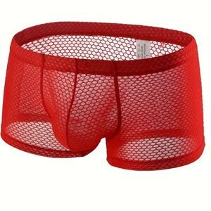 Mesh Red Mens Short Lingerie Brief Large -J